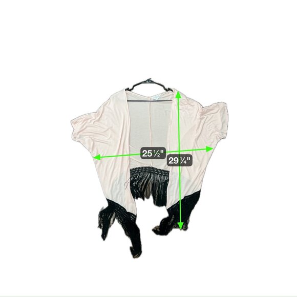 Joseph A. Rayon Blend Open Front Cardigan Fringe Hem Size L Bohemian Cover-up - Picture 7 of 10